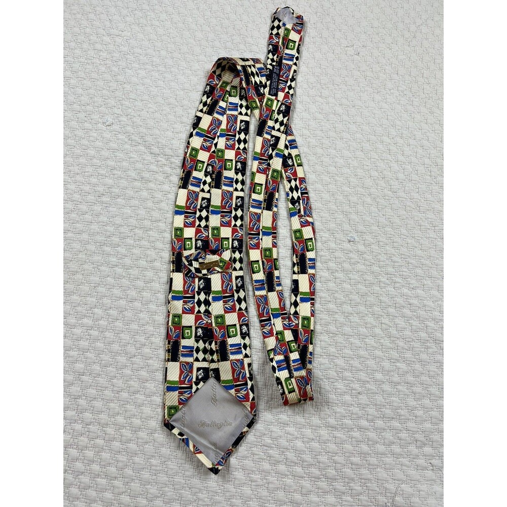 BATTAGLIA BEVERLY HILLS Abstract Colorful Silk Tie 59"L 4"W Made in Italy